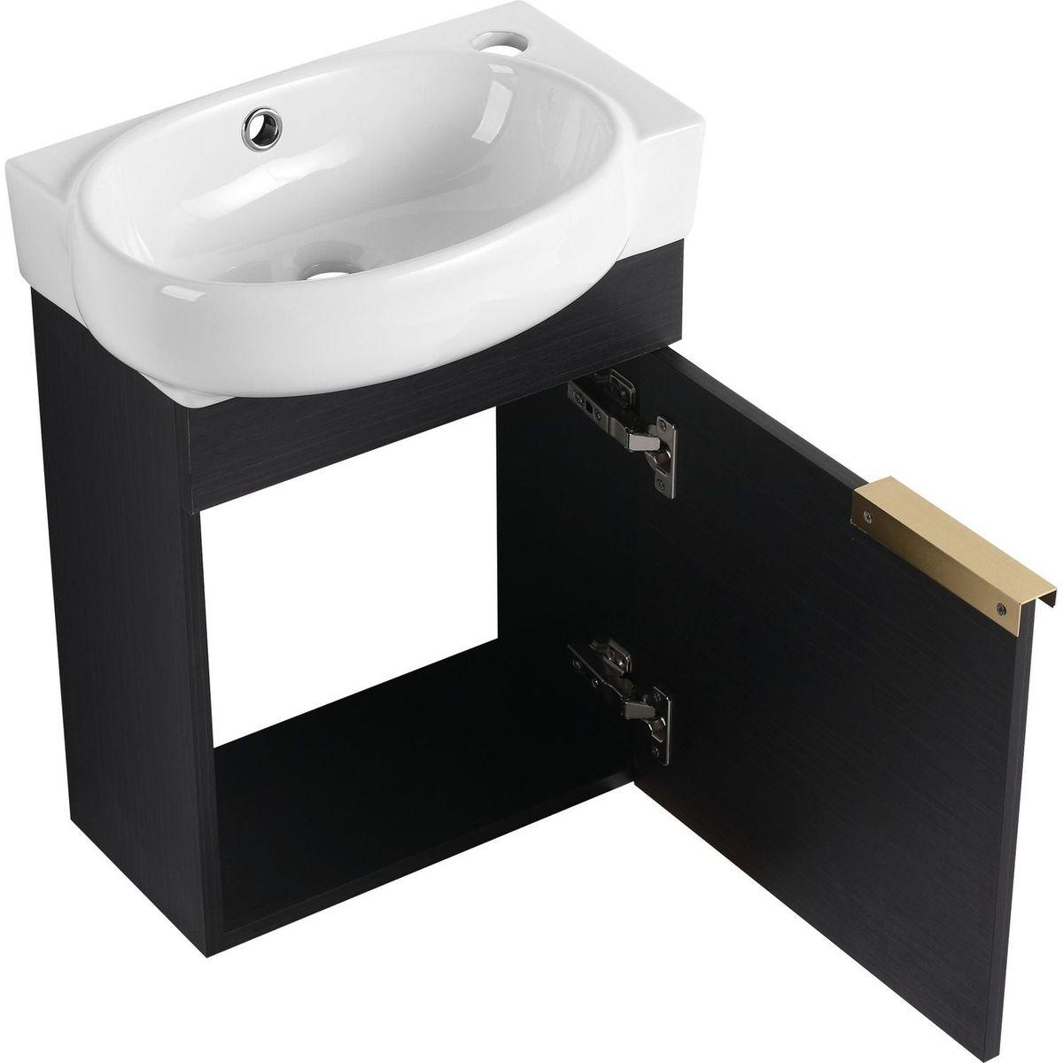 Soft Close Doors Bathroom Vanity With Sink,16 Inch For Small Bathroom