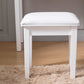 Vanity Stool Makeup Bench Dressing Stool with Cushion and Solid Legs,White