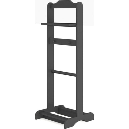 Accent Portable Garment Rack,Clothes Valet Stand with Storage Organizer,Black Finish