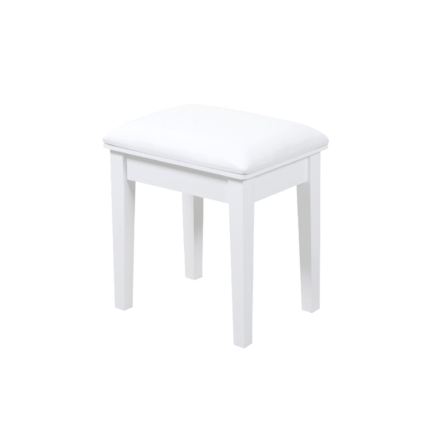 Vanity Stool Makeup Bench Dressing Stool with Cushion and Solid Legs,White