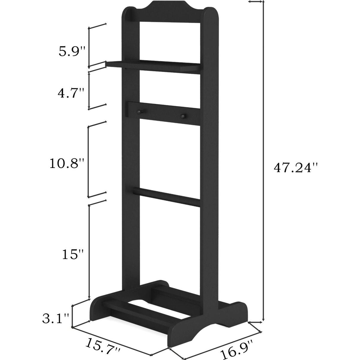 Accent Portable Garment Rack,Clothes Valet Stand with Storage Organizer,Black Finish