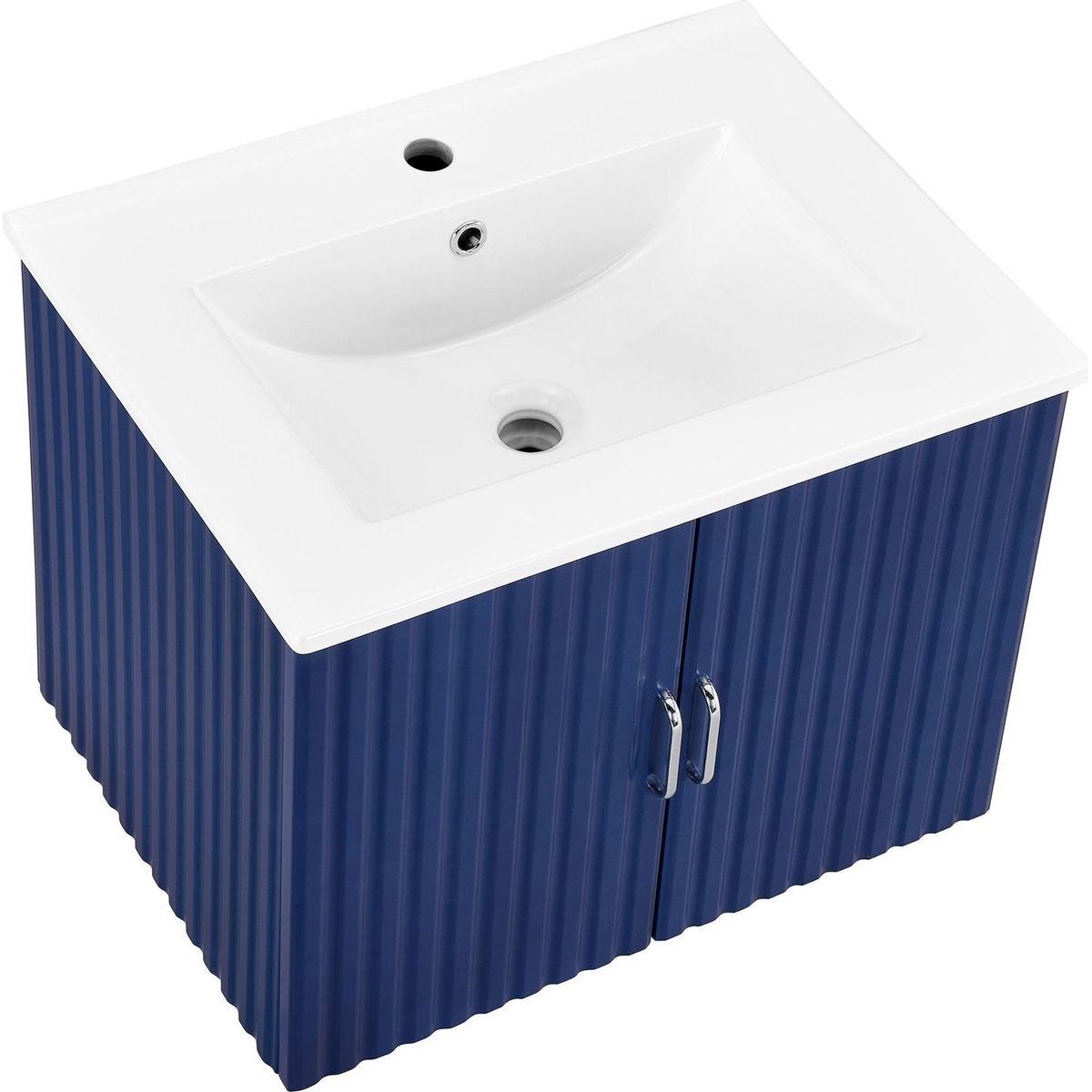 24" Floating Wall Mounted Bathroom Vanity with White Porcelain Sink and Soft Close Doors