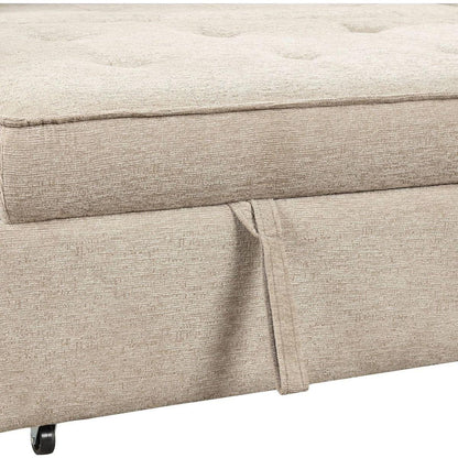 104" Modern L-Shape 3 Seat Reversible Sectional Couch, Pull Out Sleeper Sofa with Storage Chaise and 2 Stools for Living Room Furniture Set, Cream