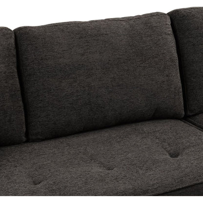 104" Modern L-Shape 3 Seat Reversible Sectional Couch, Pull Out Sleeper Sofa with Storage Chaise and 2 Stools for Living Room Furniture Set, Charcoal Grey - Streamdale Furniture