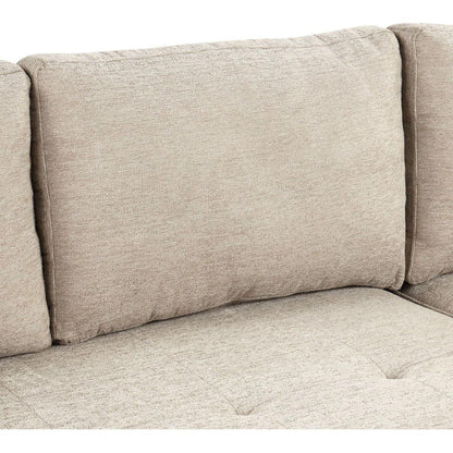 104" Modern L-Shape 3 Seat Reversible Sectional Couch, Pull Out Sleeper Sofa with Storage Chaise and 2 Stools for Living Room Furniture Set, Cream