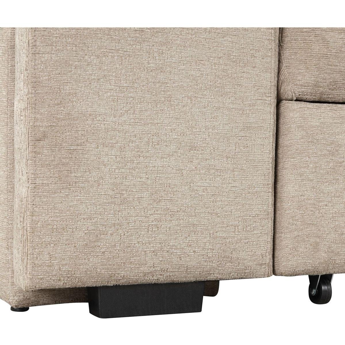 104" Modern L-Shape 3 Seat Reversible Sectional Couch, Pull Out Sleeper Sofa with Storage Chaise and 2 Stools for Living Room Furniture Set, Cream