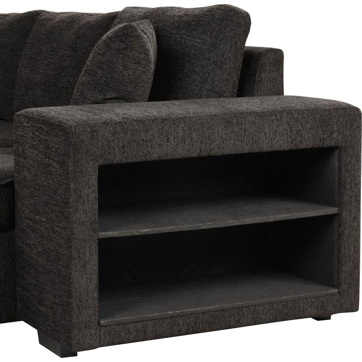104" Modern L-Shape 3 Seat Reversible Sectional Couch, Pull Out Sleeper Sofa with Storage Chaise and 2 Stools for Living Room Furniture Set, Charcoal Grey - Streamdale Furniture