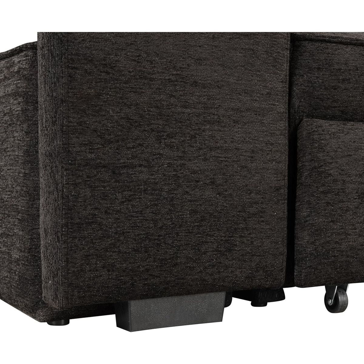 104" Modern L-Shape 3 Seat Reversible Sectional Couch, Pull Out Sleeper Sofa with Storage Chaise and 2 Stools for Living Room Furniture Set, Charcoal Grey - Streamdale Furniture