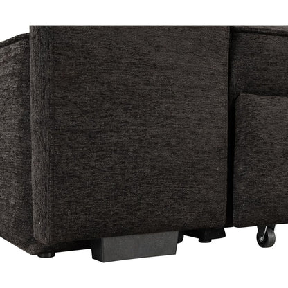104" Modern L-Shape 3 Seat Reversible Sectional Couch, Pull Out Sleeper Sofa with Storage Chaise and 2 Stools for Living Room Furniture Set, Charcoal Grey - Streamdale Furniture