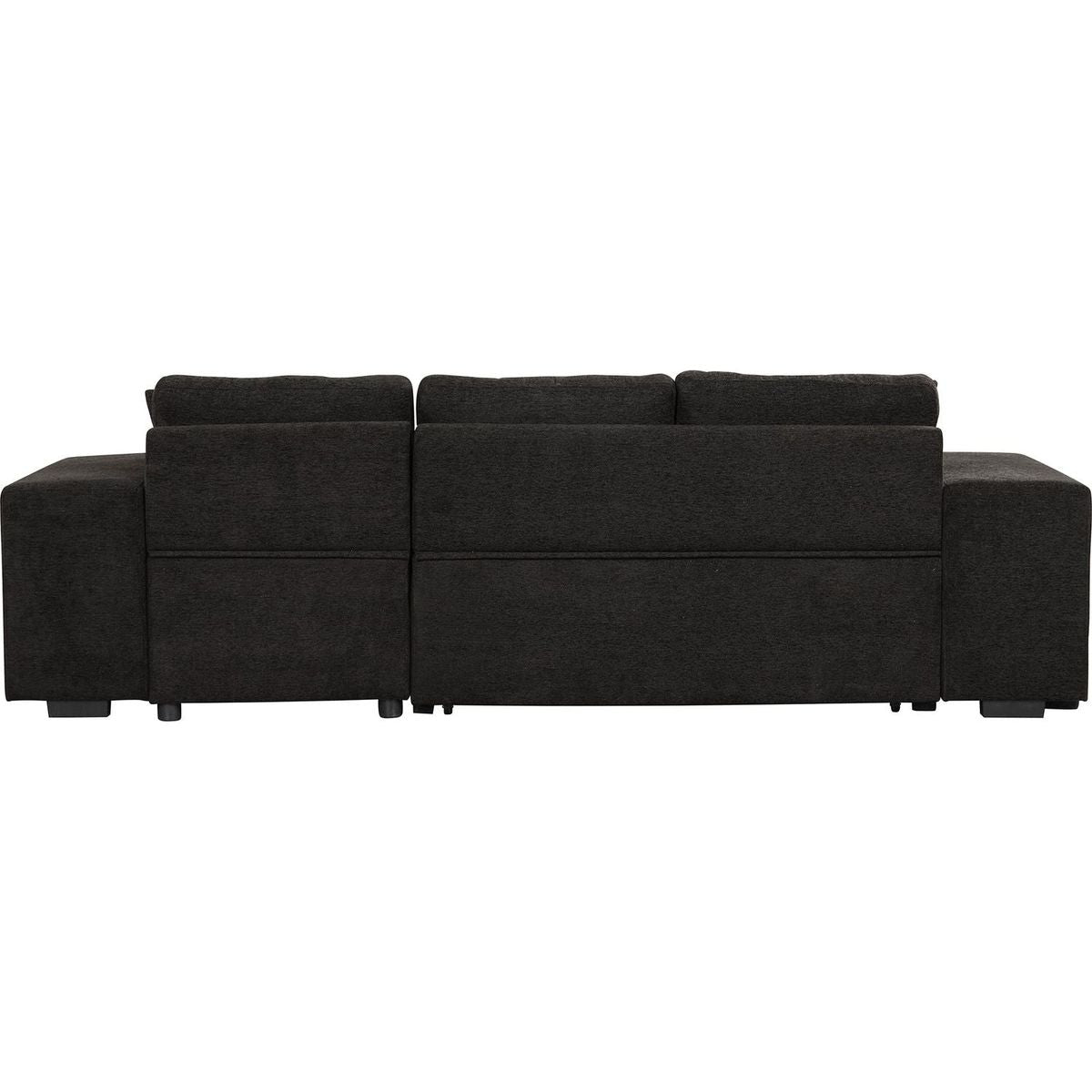 104" Modern L-Shape 3 Seat Reversible Sectional Couch, Pull Out Sleeper Sofa with Storage Chaise and 2 Stools for Living Room Furniture Set, Charcoal Grey - Streamdale Furniture
