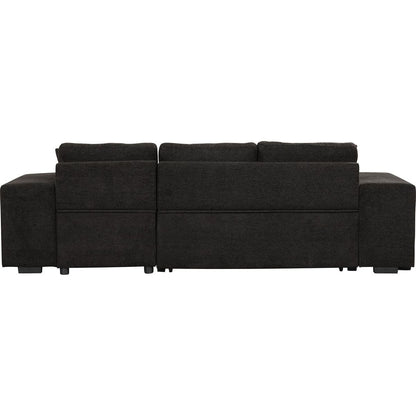 104" Modern L-Shape 3 Seat Reversible Sectional Couch, Pull Out Sleeper Sofa with Storage Chaise and 2 Stools for Living Room Furniture Set, Charcoal Grey - Streamdale Furniture