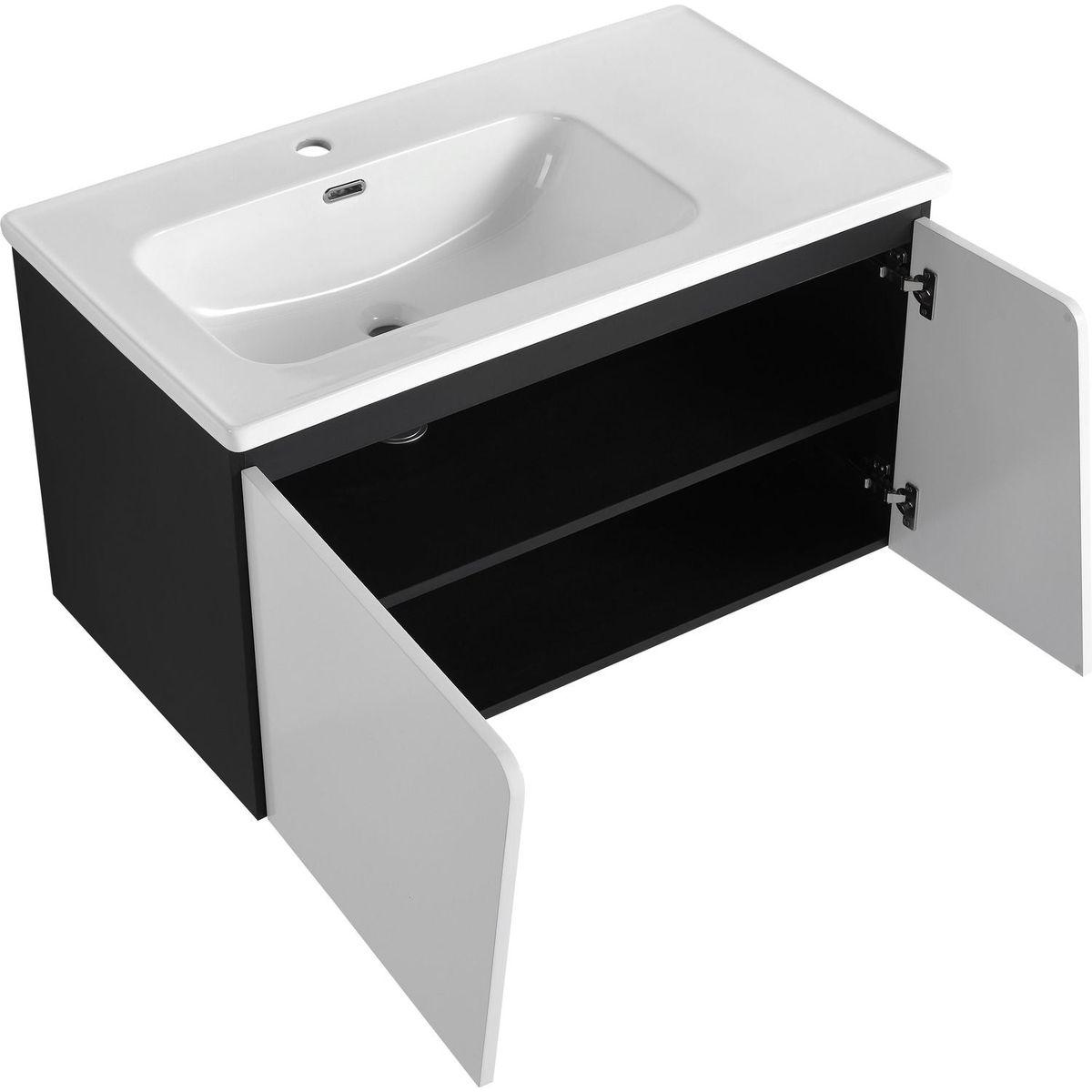 36" Floating Wall-Mounted Bathroom Vanity With Ceramic Basin & Soft-Close Cabinet Door
