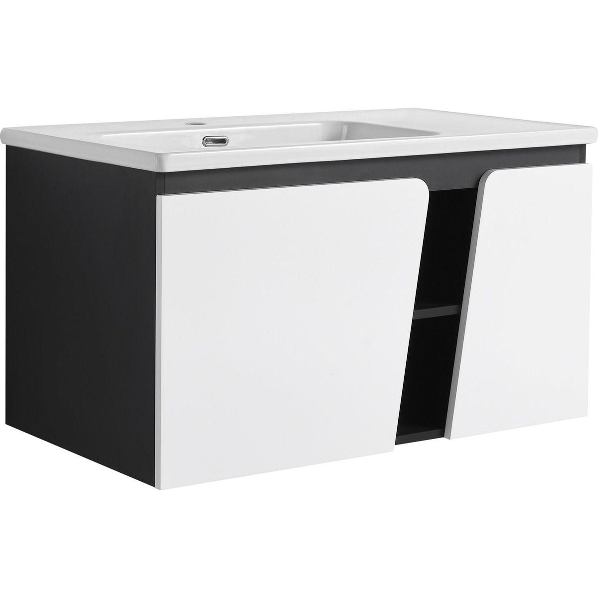 36" Floating Wall-Mounted Bathroom Vanity With Ceramic Basin & Soft-Close Cabinet Door