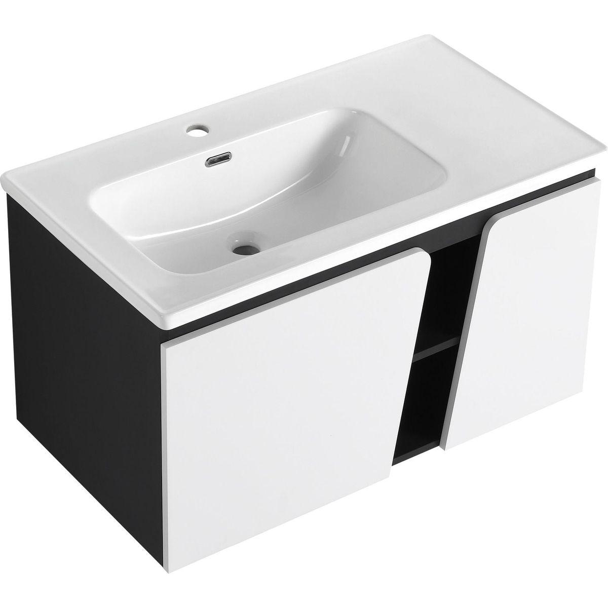 36" Floating Wall-Mounted Bathroom Vanity With Ceramic Basin & Soft-Close Cabinet Door