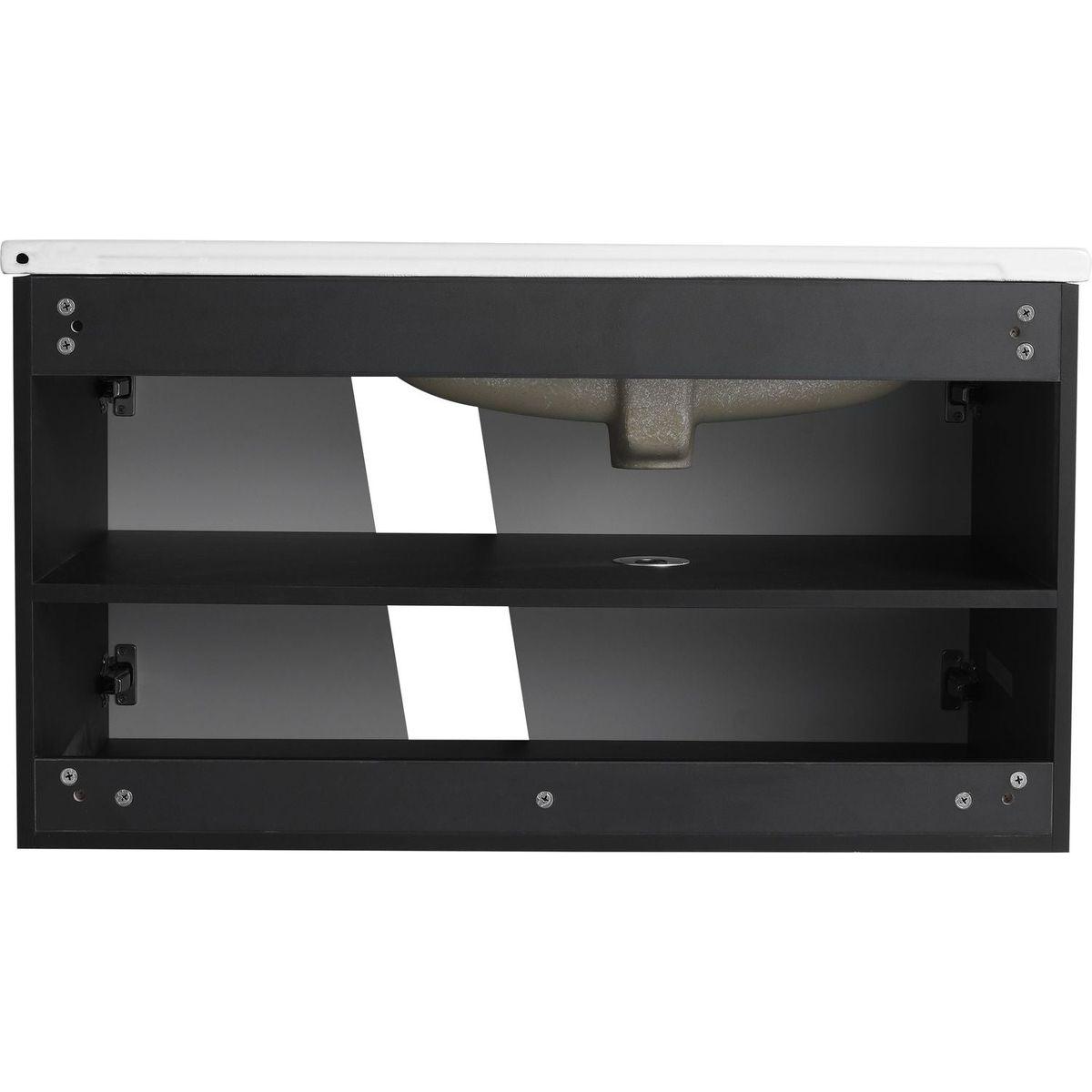 36" Floating Wall-Mounted Bathroom Vanity With Ceramic Basin & Soft-Close Cabinet Door