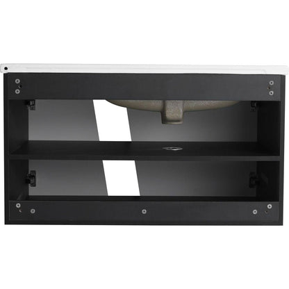 36" Floating Wall-Mounted Bathroom Vanity With Ceramic Basin & Soft-Close Cabinet Door