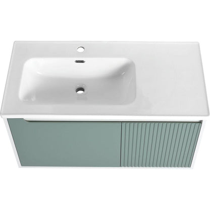 40 " Wall-Mounted Bathroom Vanity with Ceramic Sink, Bathroom Vanity with Soft Close Door