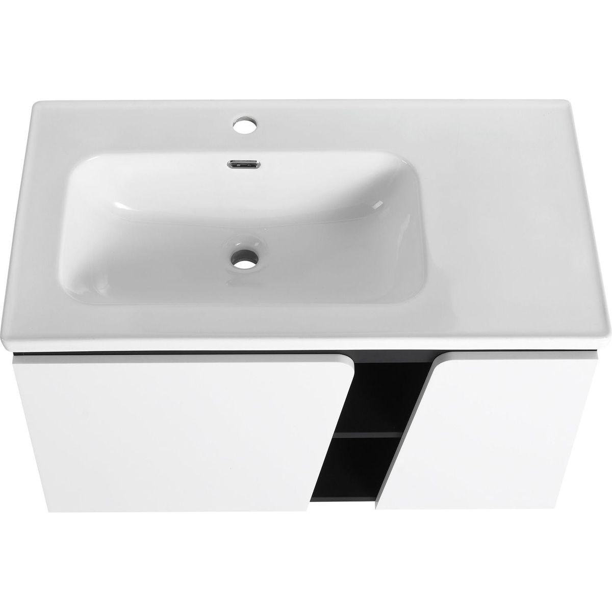 36" Floating Wall-Mounted Bathroom Vanity With Ceramic Basin & Soft-Close Cabinet Door