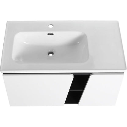 36" Floating Wall-Mounted Bathroom Vanity With Ceramic Basin & Soft-Close Cabinet Door