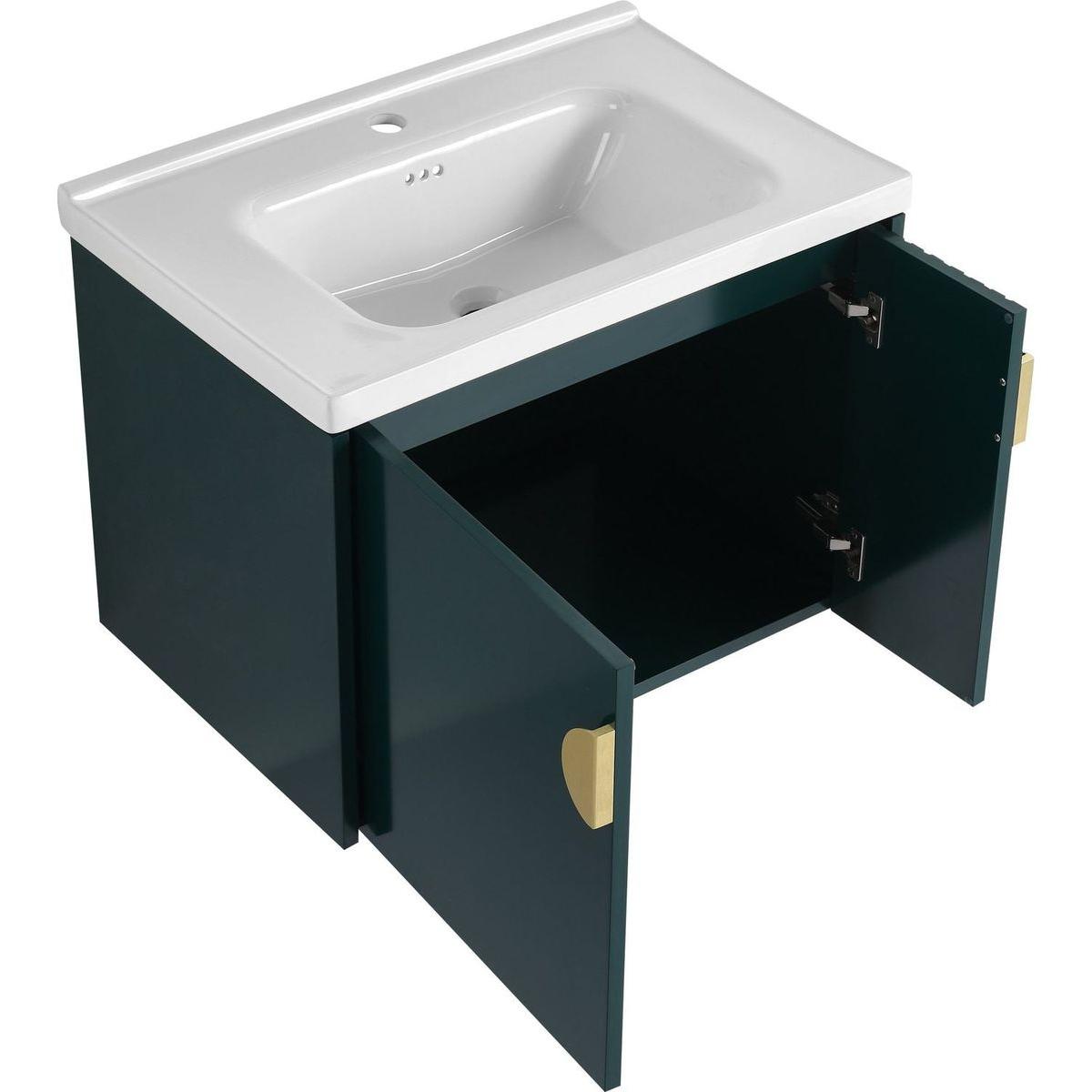 28 Inch Bathroom Vanity with Ceramic Sink, For Small Bathroom, Bathroom Vanity with Soft Close Door