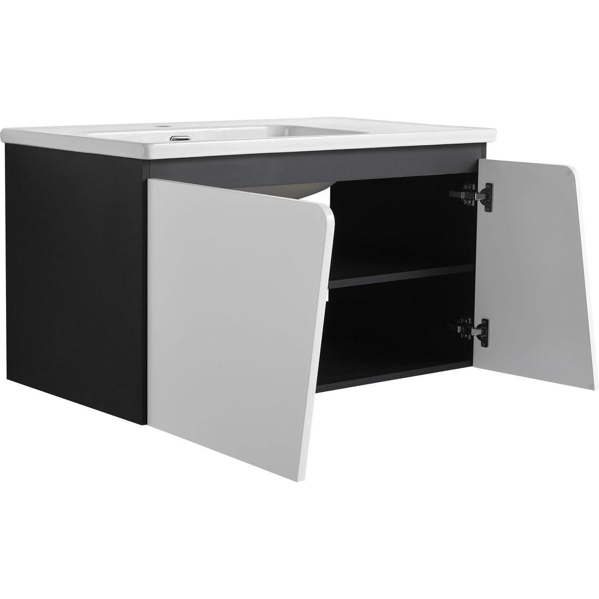 36" Floating Wall-Mounted Bathroom Vanity With Ceramic Basin & Soft-Close Cabinet Door