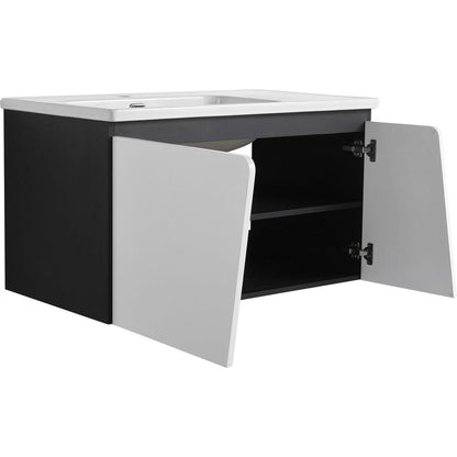 36" Floating Wall-Mounted Bathroom Vanity With Ceramic Basin & Soft-Close Cabinet Door