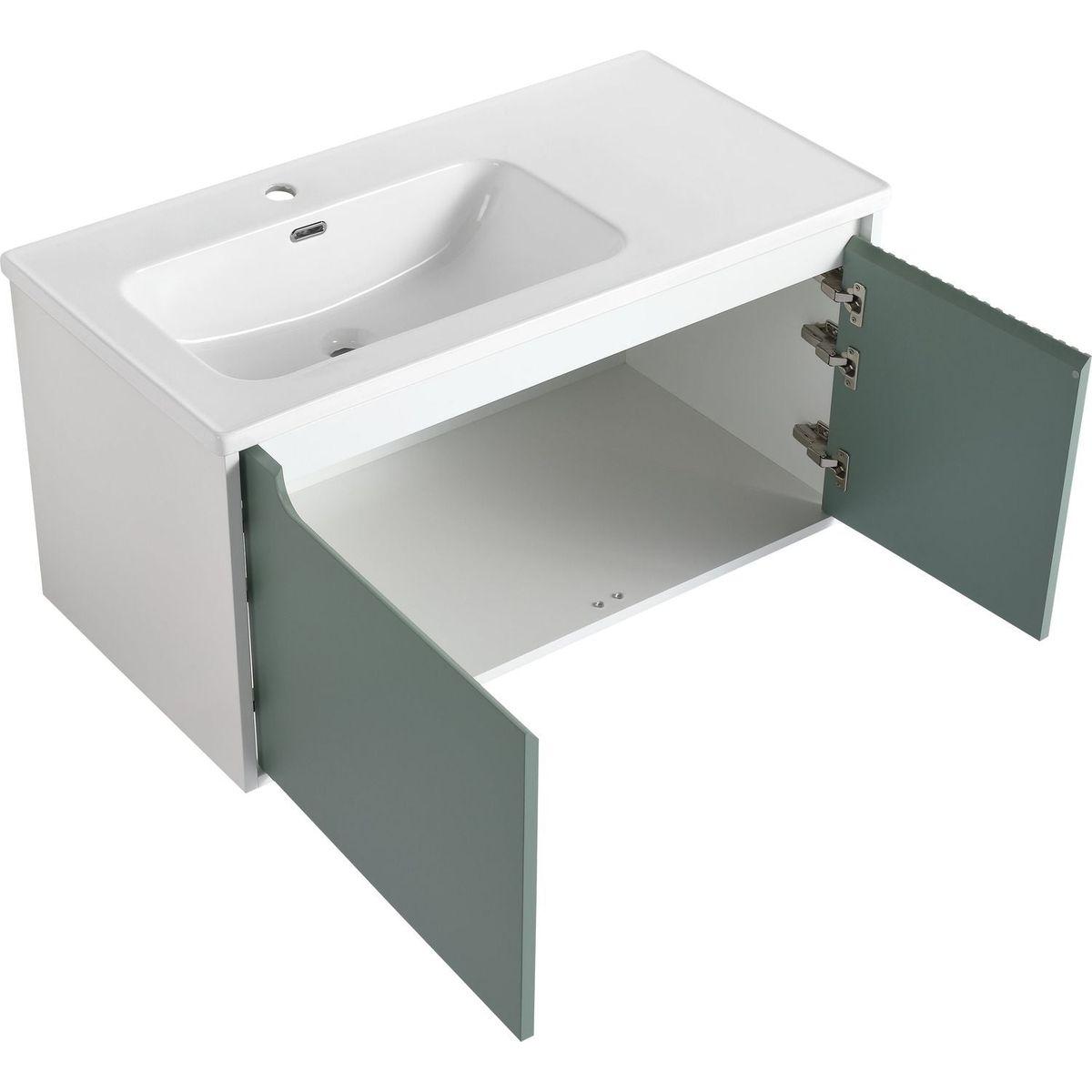 40 " Wall-Mounted Bathroom Vanity with Ceramic Sink, Bathroom Vanity with Soft Close Door