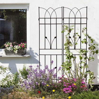 2 Pack Metal Garden Trellis 71" x 17.7" Rustproof Trellis for Climbing Plants Outdoor Flower Support Black