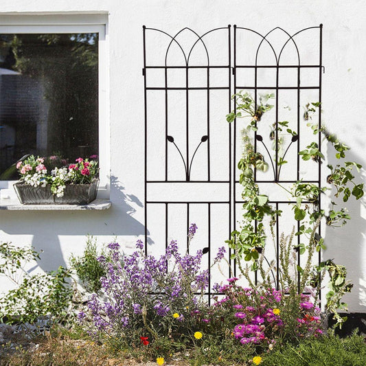 2 Pack Metal Garden Trellis 71" x 17.7" Rustproof Trellis for Climbing Plants Outdoor Flower Support Black
