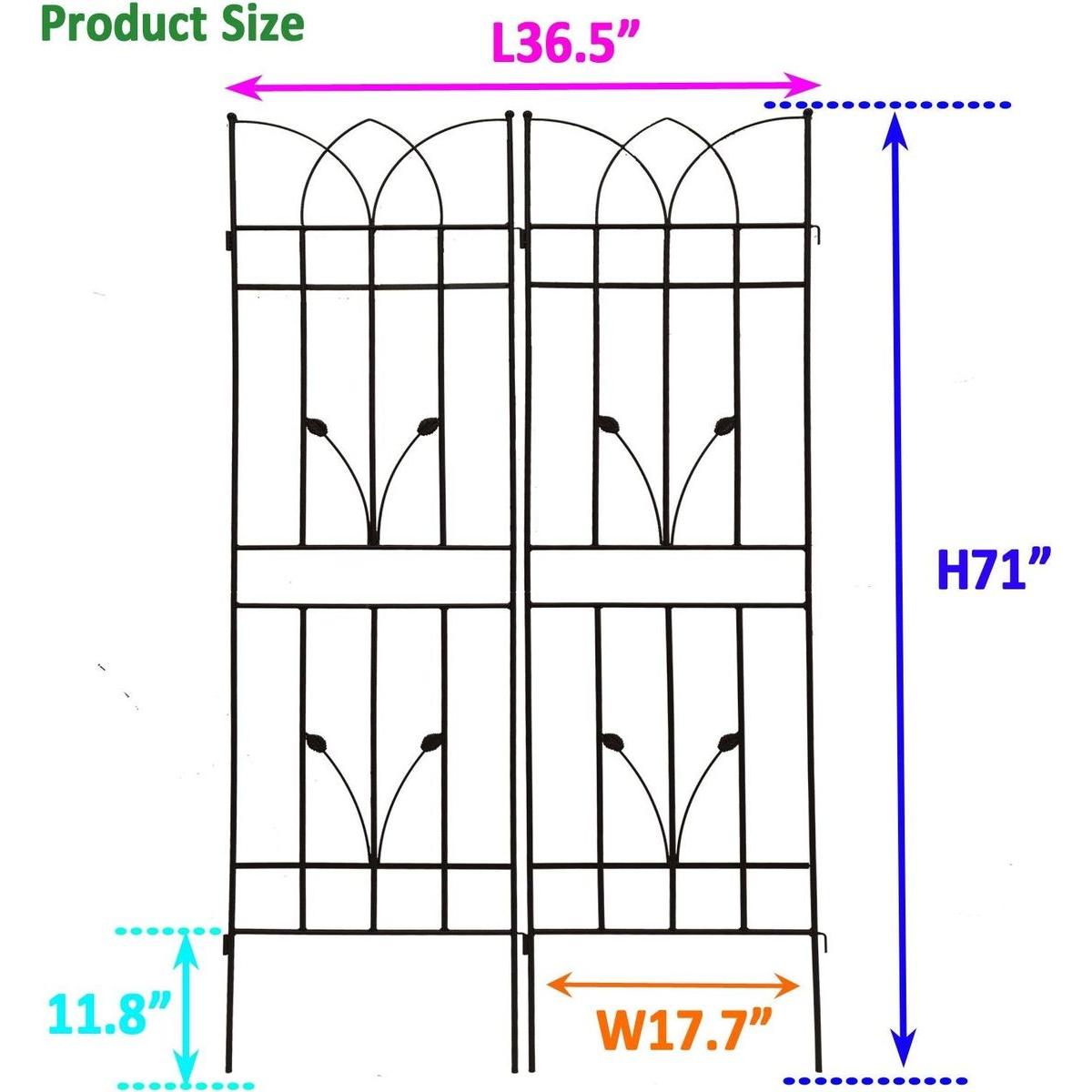 2 Pack Metal Garden Trellis 71" x 17.7" Rustproof Trellis for Climbing Plants Outdoor Flower Support Black