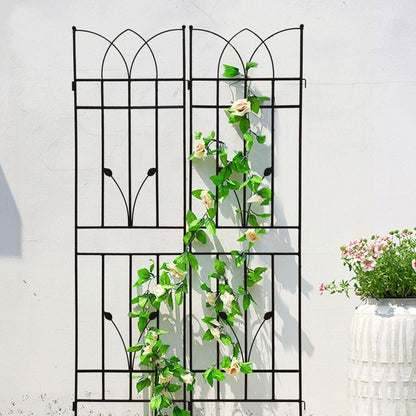 2 Pack Metal Garden Trellis 71" x 17.7" Rustproof Trellis for Climbing Plants Outdoor Flower Support Black