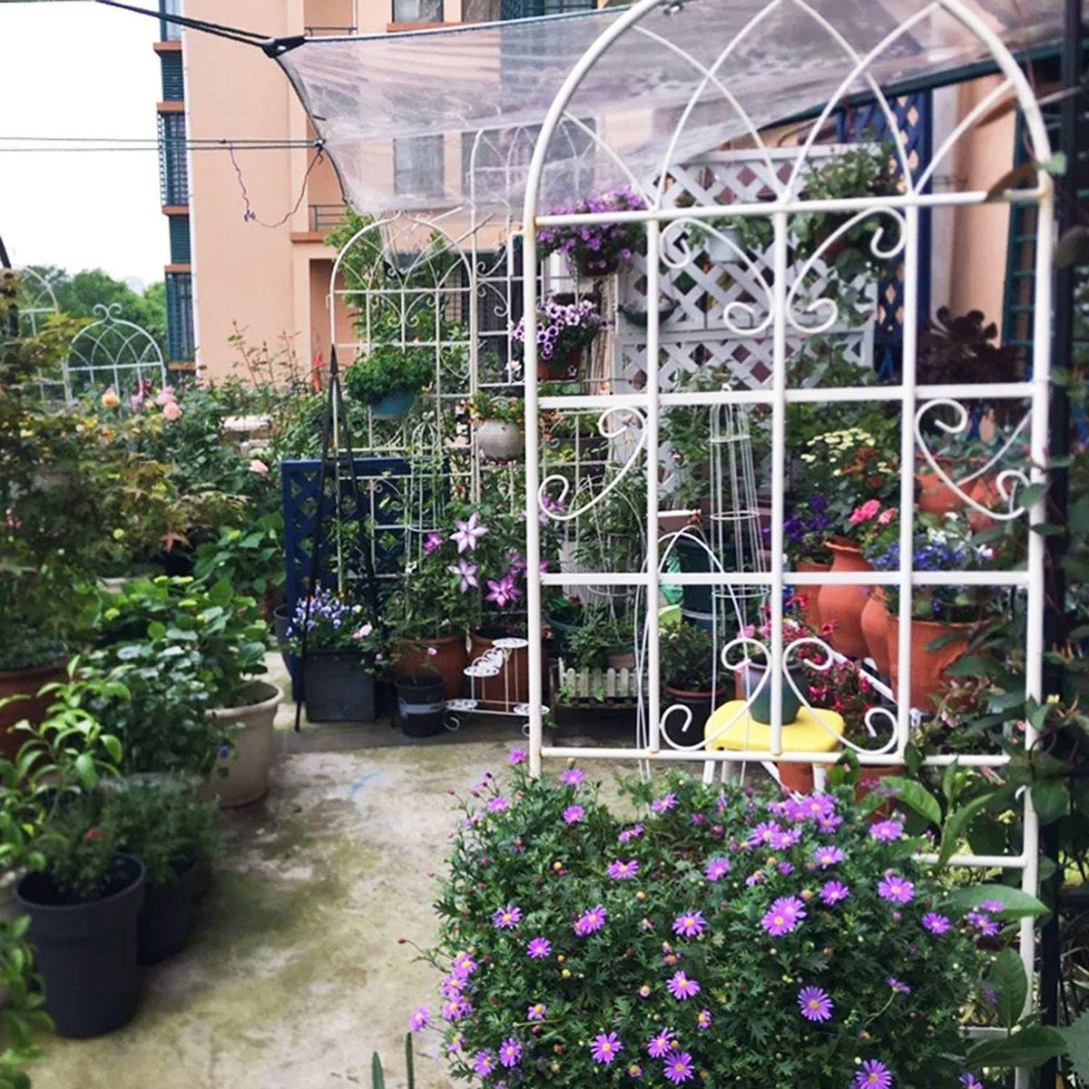 2 Pack Metal Garden Trellis 71" x 19.7" Rustproof Trellis for Climbing Plants Outdoor Flower Support Cream White