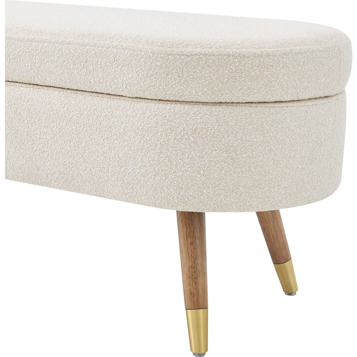 Storage bench Upholstered Boucle Ottoman with Golden Metal Legs End of Bed bench for Bedroom, Living Room, Entryway,Bed Side(Beige)