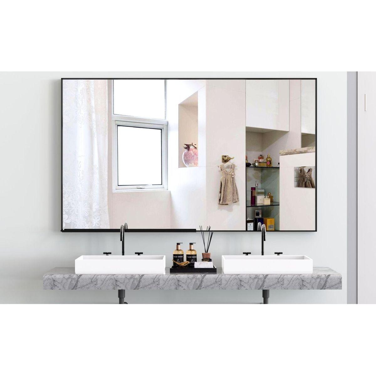 60x36" Oversized Modern Rectangle Bathroom Mirror with Balck Frame Decorative Large Wall Mirrors for Bathroom Living Room Bedroom Vertical or Horizontal Wall Mounted mirror with Aluminum Frame