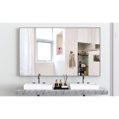 60x36" Oversized Modern Rectangle Bathroom Mirror with Silver Frame Decorative Large Wall Mirrors for Bathroom Living Room Bedroom Vertical or Horizontal Wall Mounted mirror with Aluminum Frame