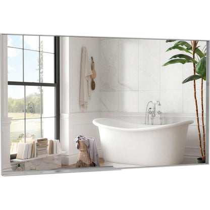 60x36" Oversized Modern Rectangle Bathroom Mirror with Silver Frame Decorative Large Wall Mirrors for Bathroom Living Room Bedroom Vertical or Horizontal Wall Mounted mirror with Aluminum Frame