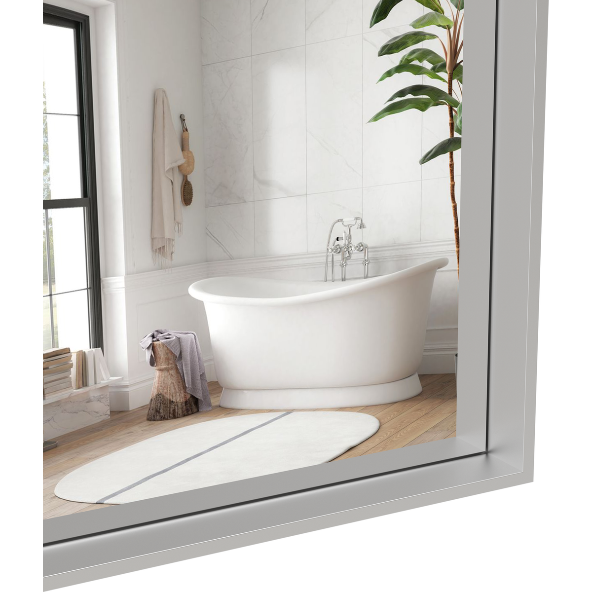 60x36" Oversized Modern Rectangle Bathroom Mirror with Silver Frame Decorative Large Wall Mirrors for Bathroom Living Room Bedroom Vertical or Horizontal Wall Mounted mirror with Aluminum Frame