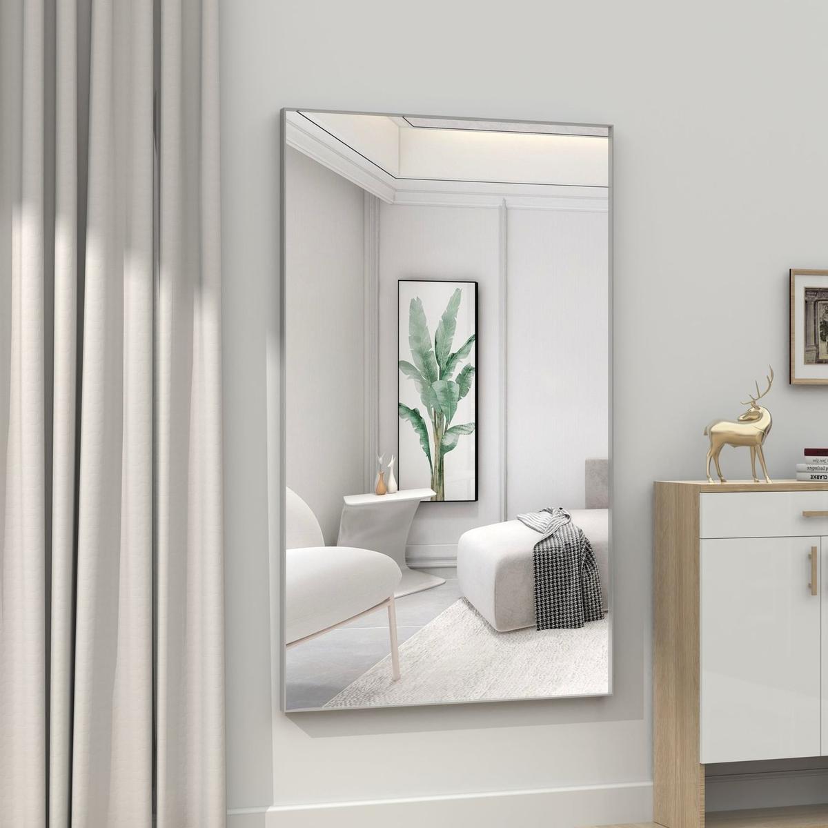 60x36" Oversized Modern Rectangle Bathroom Mirror with Silver Frame Decorative Large Wall Mirrors for Bathroom Living Room Bedroom Vertical or Horizontal Wall Mounted mirror with Aluminum Frame