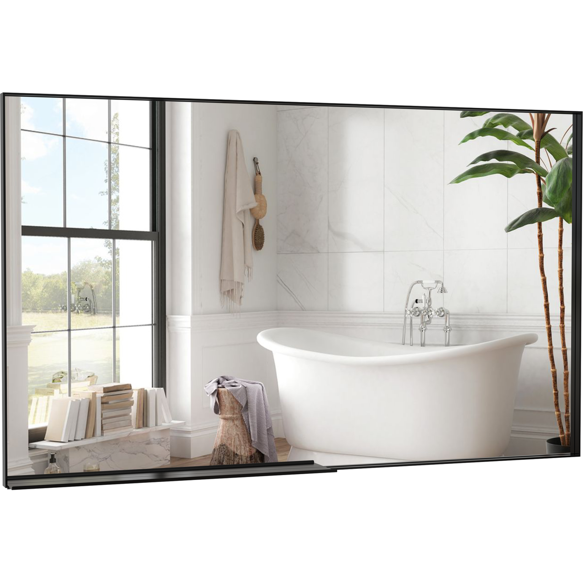 60x36" Oversized Modern Rectangle Bathroom Mirror with Balck Frame Decorative Large Wall Mirrors for Bathroom Living Room Bedroom Vertical or Horizontal Wall Mounted mirror with Aluminum Frame