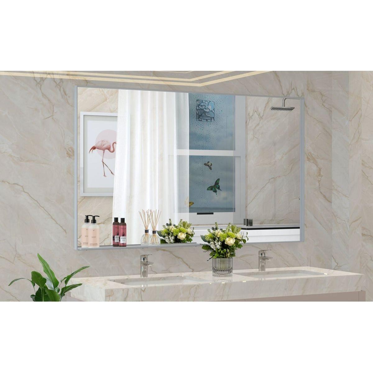 60x36" Oversized Modern Rectangle Bathroom Mirror with Silver Frame Decorative Large Wall Mirrors for Bathroom Living Room Bedroom Vertical or Horizontal Wall Mounted mirror with Aluminum Frame