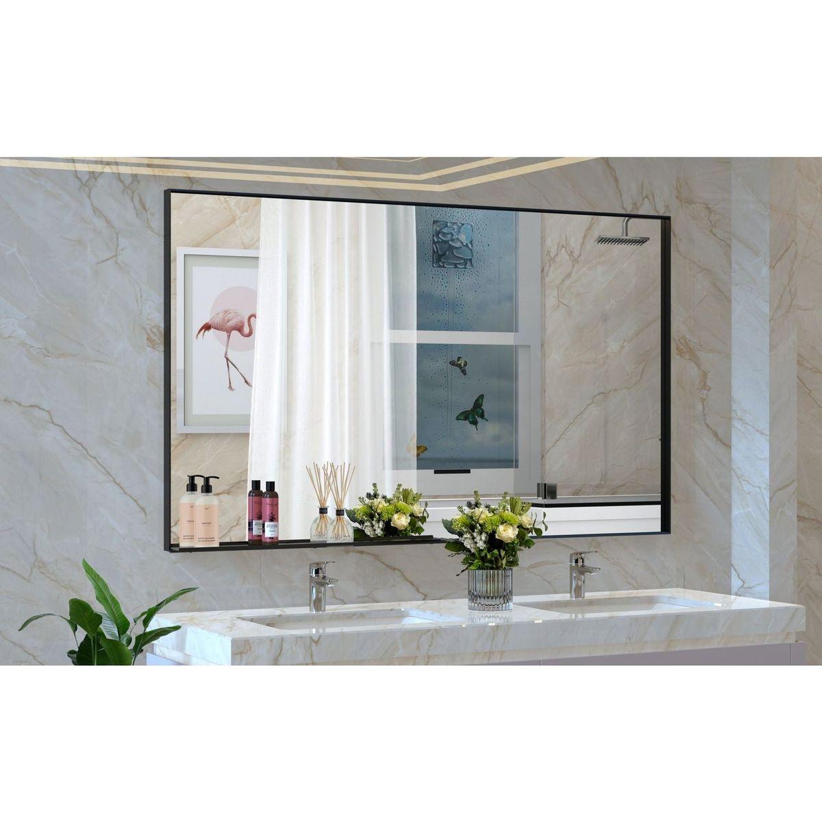 60x36" Oversized Modern Rectangle Bathroom Mirror with Balck Frame Decorative Large Wall Mirrors for Bathroom Living Room Bedroom Vertical or Horizontal Wall Mounted mirror with Aluminum Frame
