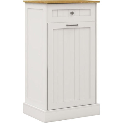 One Drawers and One-Compartment Tilt-Out Trash Cabinet Kitchen Trash Cabinet-White