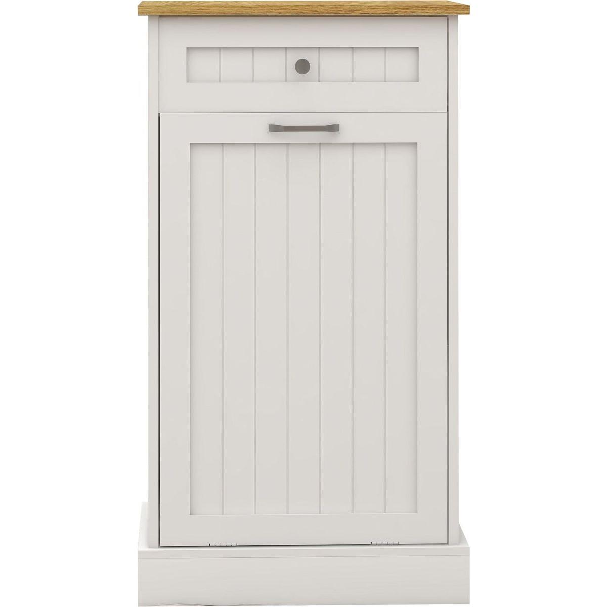 One Drawers and One-Compartment Tilt-Out Trash Cabinet Kitchen Trash Cabinet-White
