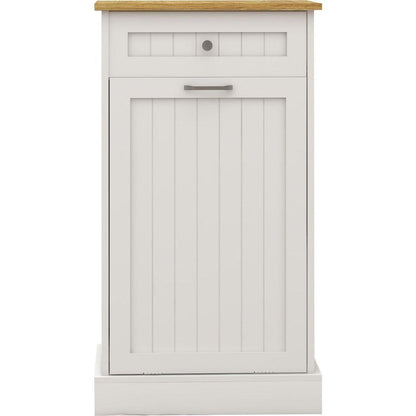 One Drawers and One-Compartment Tilt-Out Trash Cabinet Kitchen Trash Cabinet-White