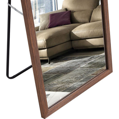 Third generation packaging upgrade, thickened border, brown wood grain solid wood frame full length mirror, dressing mirror, bedroom entrance, decorative mirror, and floor standing mirror. 57.9"x18.1"