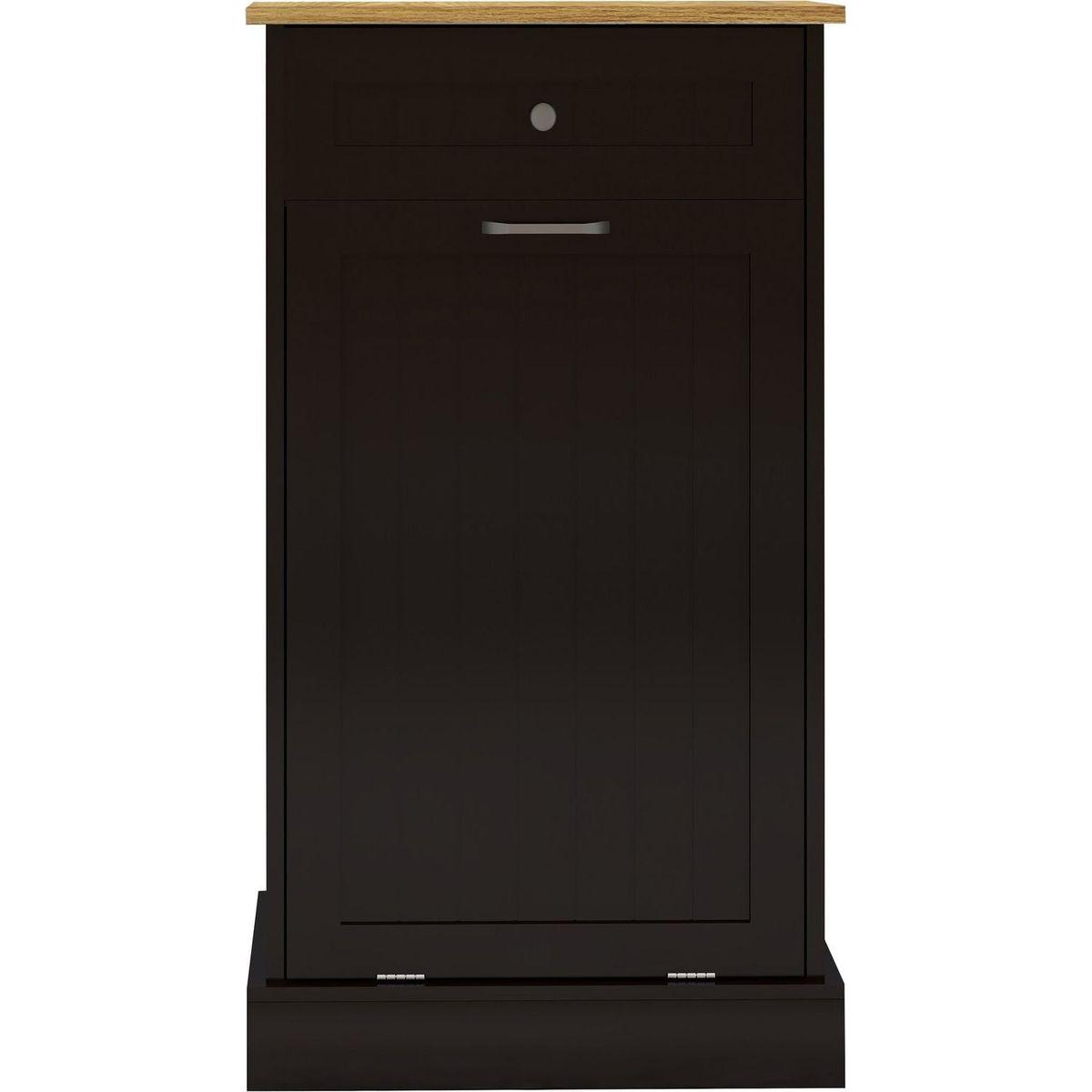 One Drawers and One-Compartment Tilt-Out Trash Cabinet Kitchen Trash Cabinet-Black