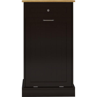 One Drawers and One-Compartment Tilt-Out Trash Cabinet Kitchen Trash Cabinet-Black