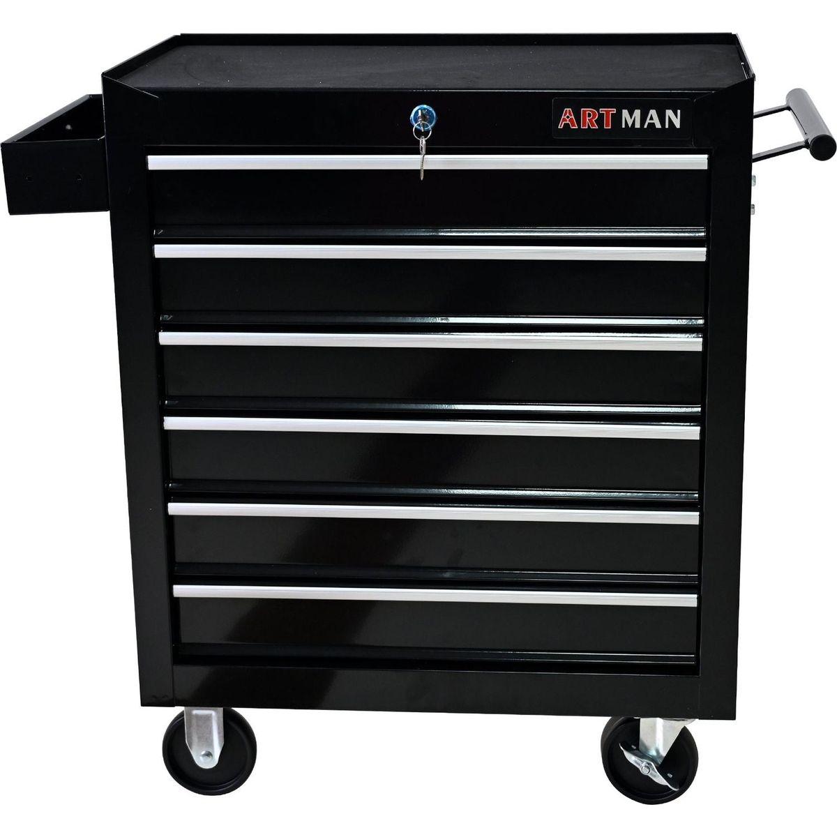 6 DRAWERS MULTIFUNCTIONAL TOOL CART WITH WHEELS-BLACK