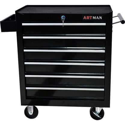 6 DRAWERS MULTIFUNCTIONAL TOOL CART WITH WHEELS-BLACK