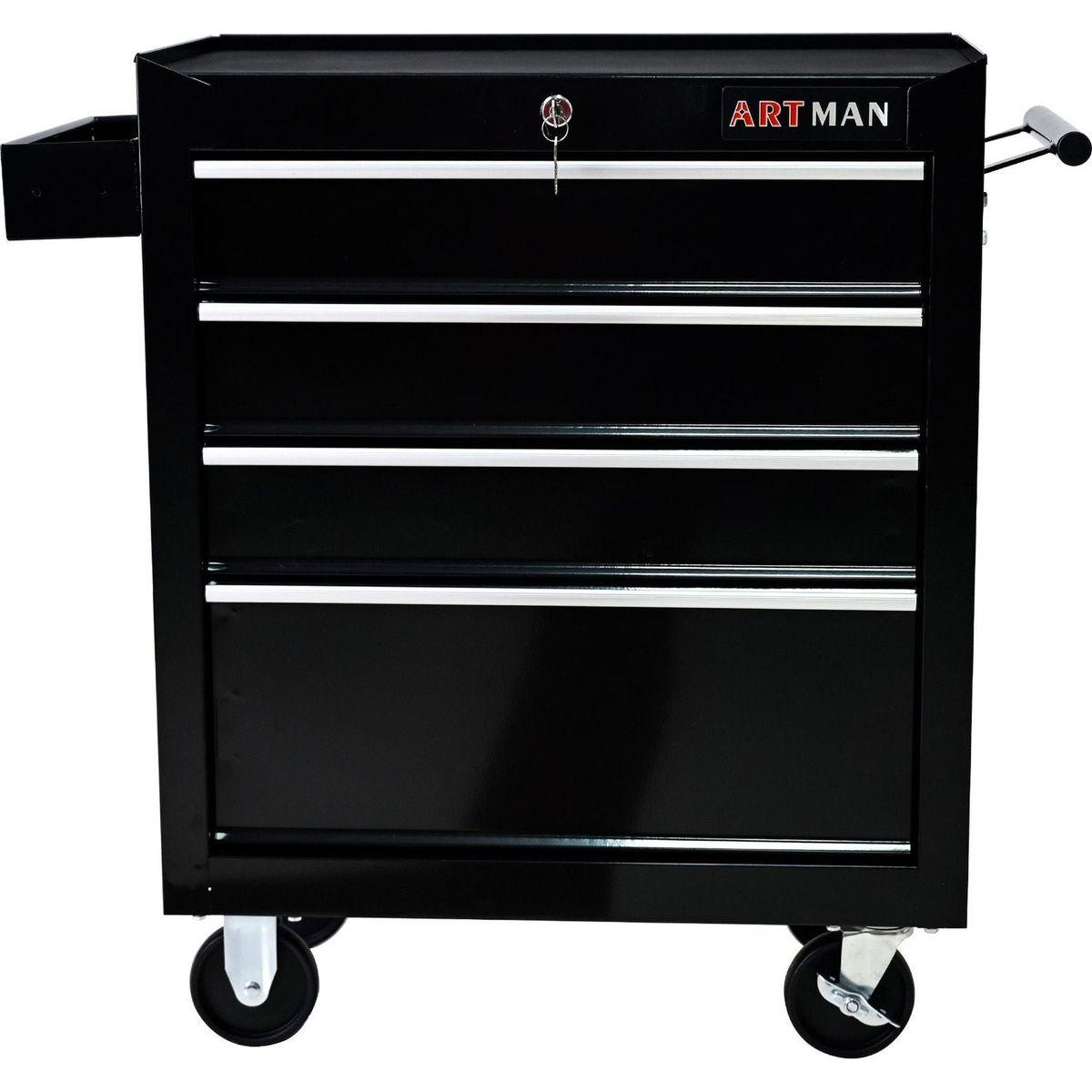 4 DRAWERS MULTIFUNCTIONAL TOOL CART WITH WHEELS-BLACK